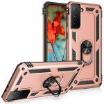 Wholesale Tech Armor Ring Stand Grip Case with Metal Plate for Samsung Galaxy S21+ Plus 5G (Rose Gold)